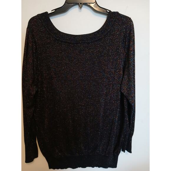 Lane Bryant Black Glittery V Neck Sweater 18/20 18 20 Holiday Party Pull Over - Picture 2 of 3
